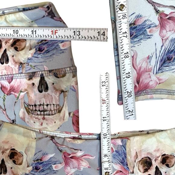 Evolution & Creation Floral Skull Leggings M Whimsigoth Athletic Athleisure Goth - Picture 7 of 9